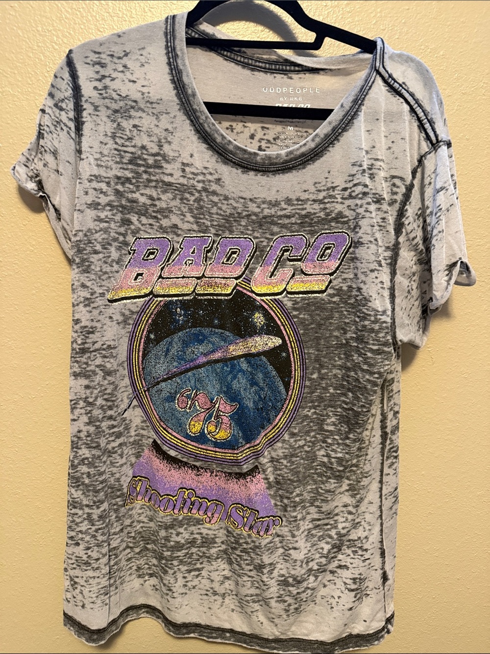 Odd People 'Bad Co' Vintage-Style Graphic Tee in Heather Gray with Purple Accent